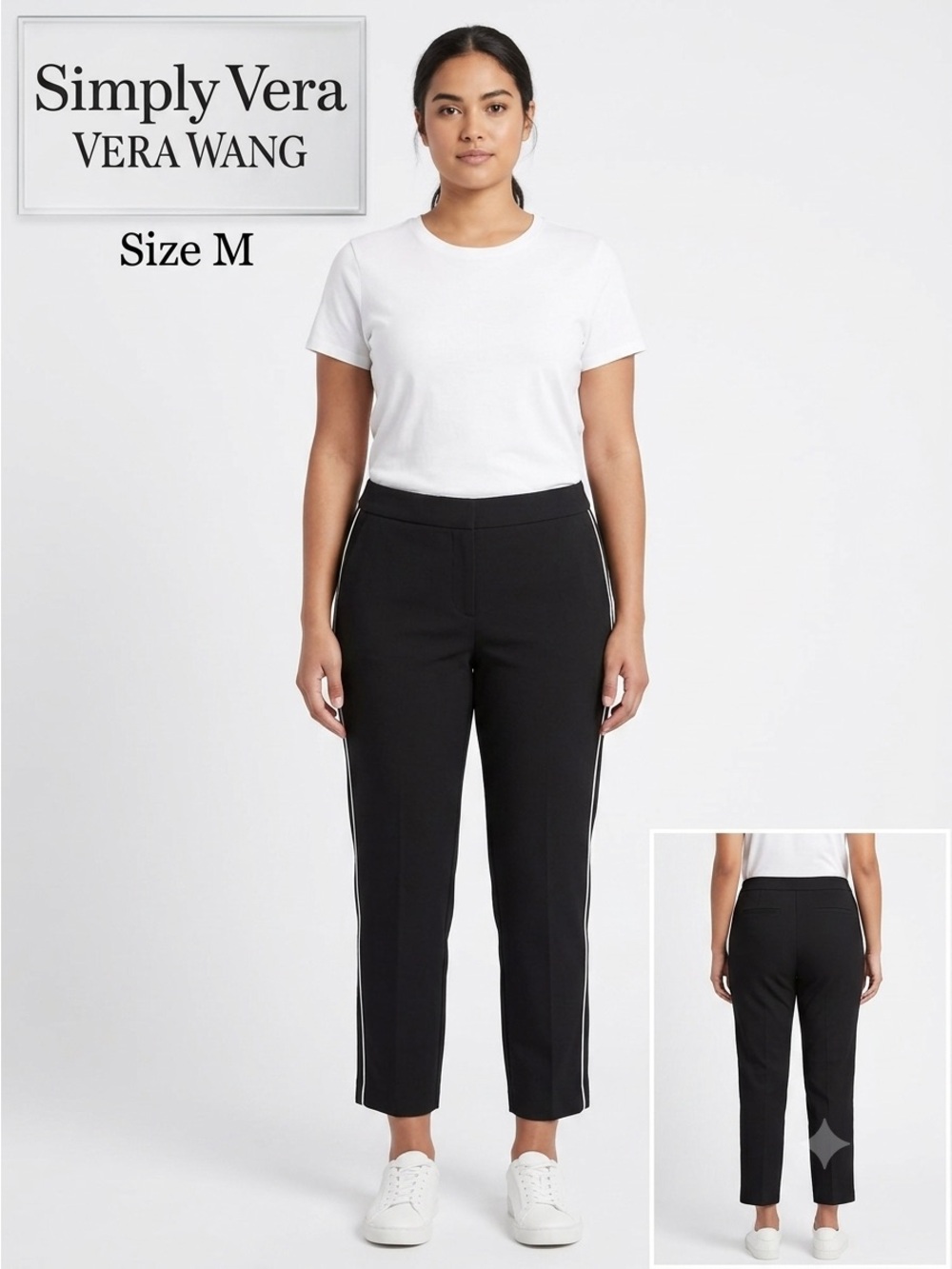 Simply Vera Vera Wang Tuxedo Strip Ankle/Crop Pants Medium